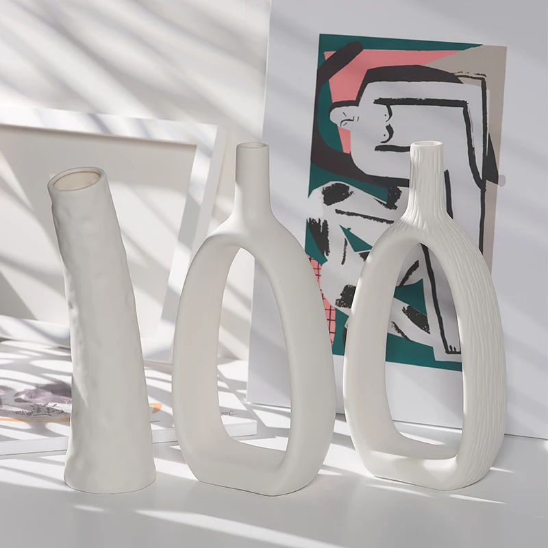 

Vase Nordic Home Decor Ceramic White Creativity Modern Home Decoration Accessories For Living Room Jarron